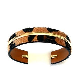 Calf hair and faux leather flexible cuff